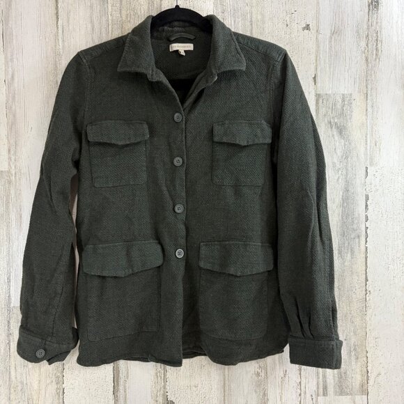 Ann Mashburn Sz M Green Wool Blend Tweed Shirt Jacket Shacket - Picture 1 of 11